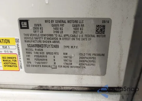 2015 Buick Enclave Leather z USA, uszkodzony, nr VIN 5GAKRBKD7FJ172489